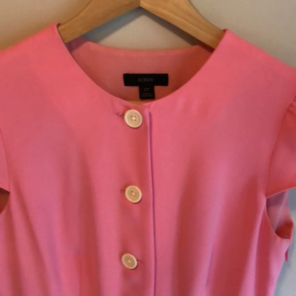 J. Crew 2 Tall cap sleeve pink button up dress size 2T - Picture 2 of 5
